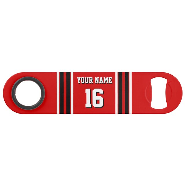 Red Black White Team Jersey Custom Number Name (Front (Horizontal))