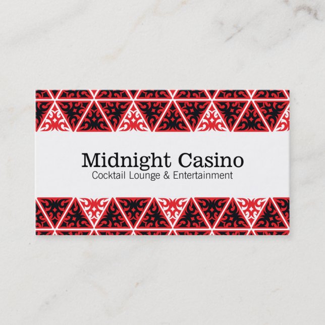 Red Black White Triangles Business Card (Front)
