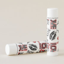 Red Black White Valentine Motif Lip Balm