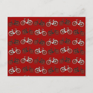 Red Black White Vintage Bicycles  Bikes Cycling Postcard