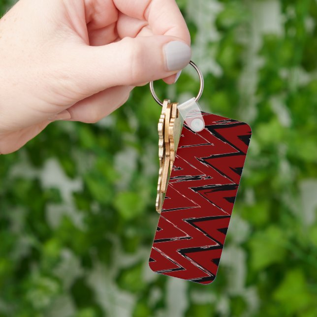 Red, Black & White Zigzag – Artistic & Stylish  Key Ring (Hand)