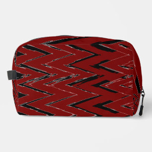 Red, Black & White Zigzag – Bold & Artistic Dopp Kit