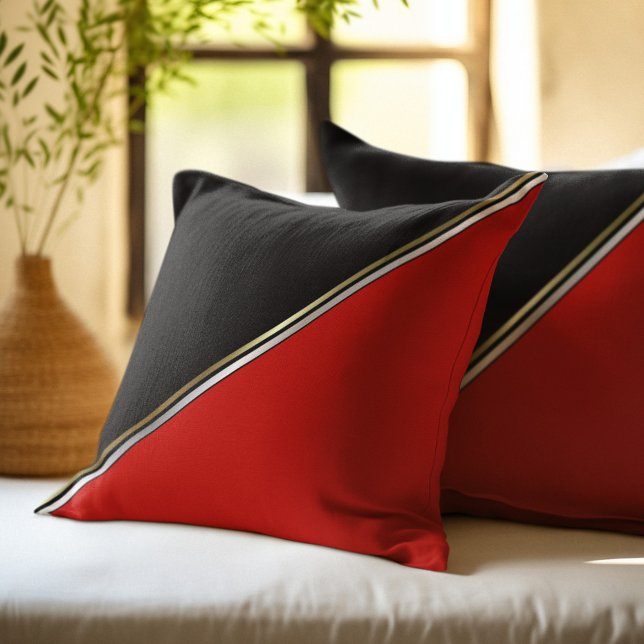 Red Black with Gold Silver Stripe Cushion (Creator Uploaded)