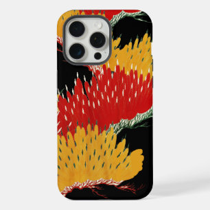 RED BLACK YELLOW ABSTRACT JAPANESE FLORAL iPhone 15 PRO MAX CASE