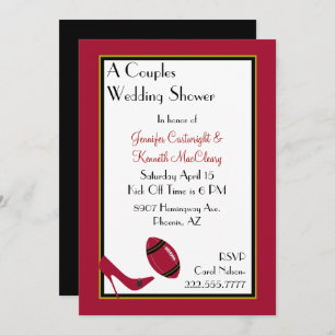 Red, Black & Yellow Football Couples Shower Invitation