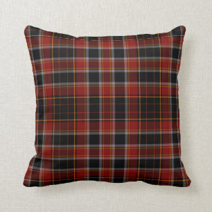 Red Black Yellow Gold Tartan Plaid Cushion