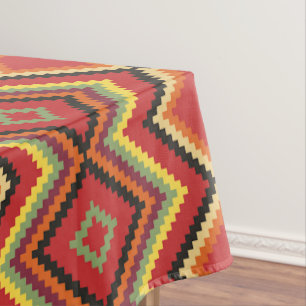 Red Black Yellow Native American Blanket Pattern Tablecloth