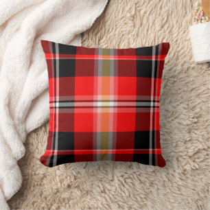 Red Black Yellow Plaid Decorative Pillow