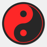 Red & Black Yin Yang Symbol Sticker