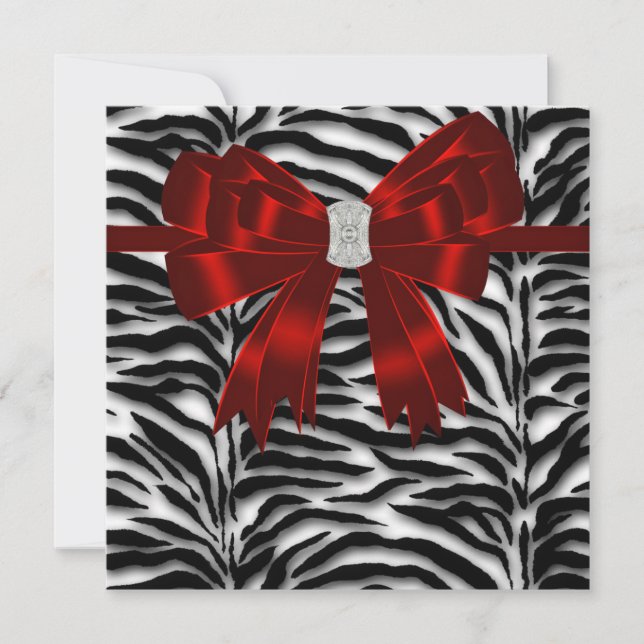 Red Black Zebra All Occasion Invitation (Front)