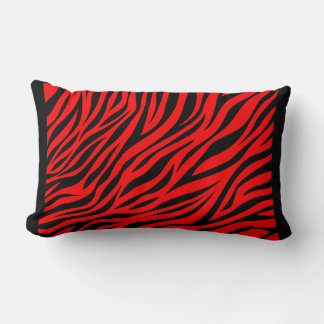 Red Black Zebra Stripes Print Lumbar Cushion