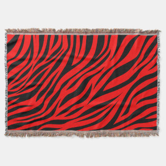 Red Black Zebra Stripes Print Throw Blanket
