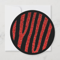 Red black zebra sweet 16 circle party invitations