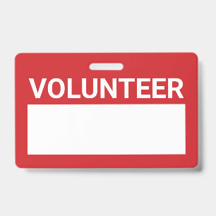 Red Blank Volunteer ID Badge