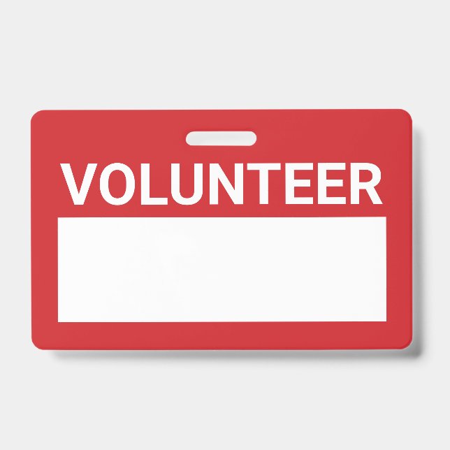 Red Blank Volunteer ID Badge (Front)