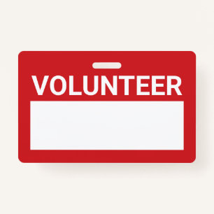 Red Blank Volunteer ID Badge