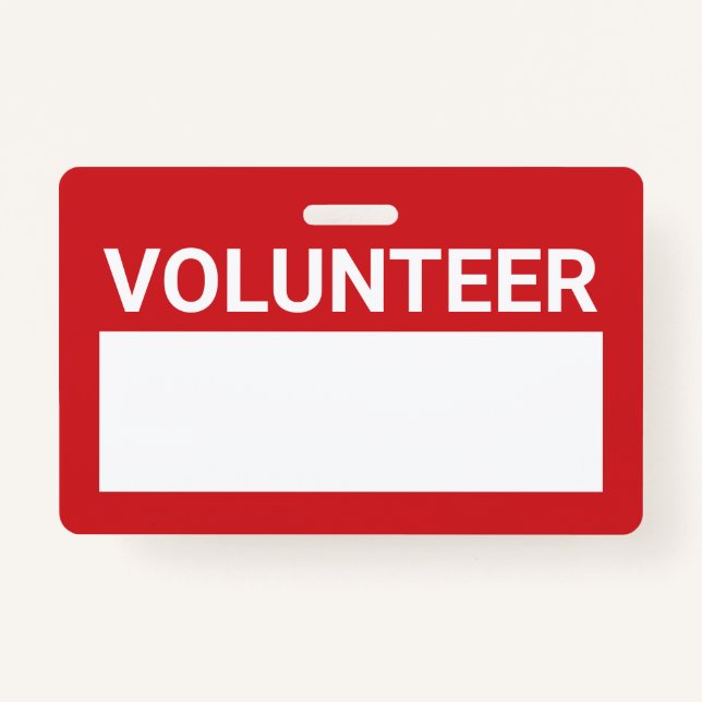 Red Blank Volunteer ID Badge (Front)