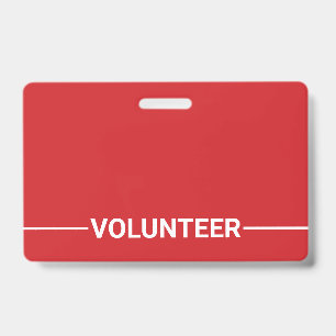 Red Blank Volunteer ID Badge
