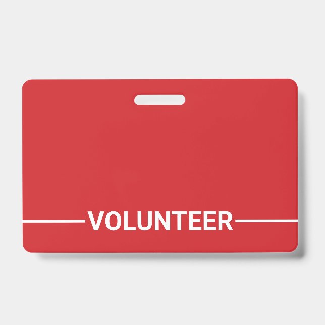 Red Blank Volunteer ID Badge (Front)