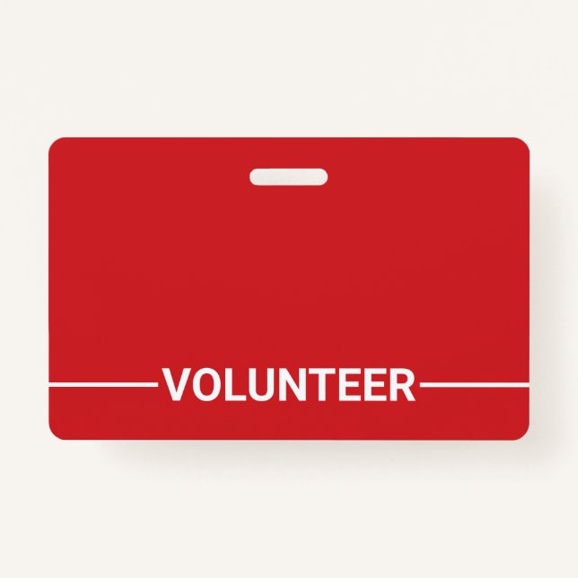 Red Blank Volunteer ID Badge (Front)