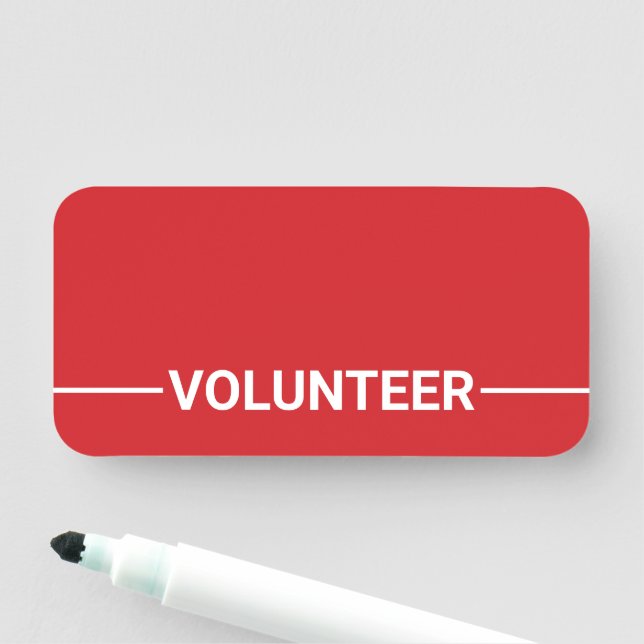 Red Blank Volunteer Name Tag (In Situ)