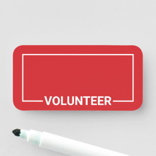 Red Blank Volunteer Name Tag