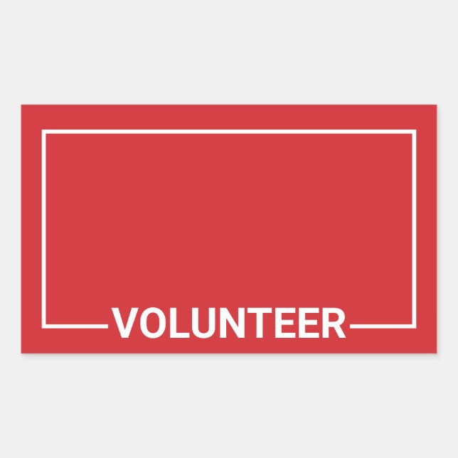 Red Blank Volunteer Rectangular Sticker (Front)