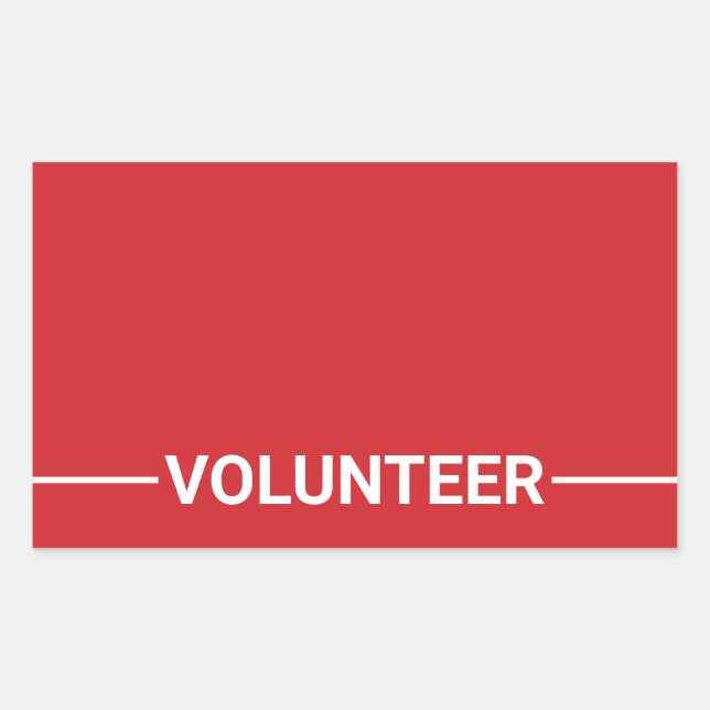 Red Blank Volunteer Rectangular Sticker (Front)