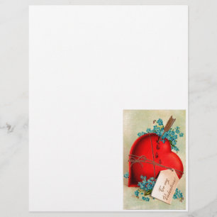 Red Bleeding Heart Valentine Antique Postcard