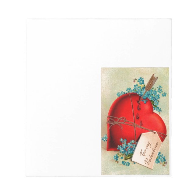 Red Bleeding Heart Valentine Antique Postcard Notepad (Front)