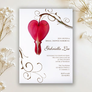 Red Bleeding Hearts Flowers Bridal Shower Invitation