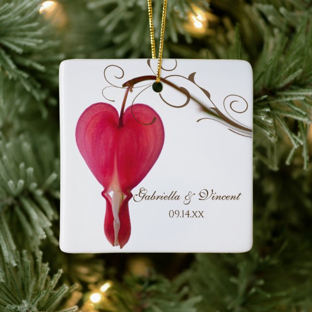 Red Bleeding Hearts Flowers Wedding Ceramic Tree Decoration (Tree)