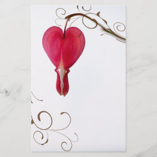 Red Bleeding Hearts Flowers Wedding Stationery