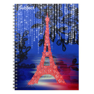 Red Bling Eiffel Tower Notebook
