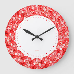 Red Bling For A Queen Or A King Large Clock