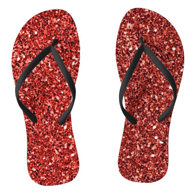 Red bling, sparkle and shine thongs (Footbed)