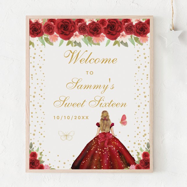 Red Blonde Hair Girl Sweet Sixteen Welcome Poster (Creator Uploaded)
