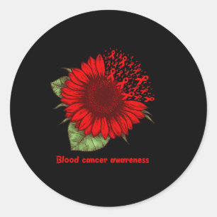 Red Blood Cancer Awareness Sunflower Gift Warrior Classic Round Sticker