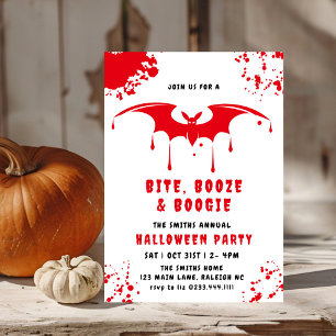 Red Blood Dripping Bats Vampire Halloween party Invitation