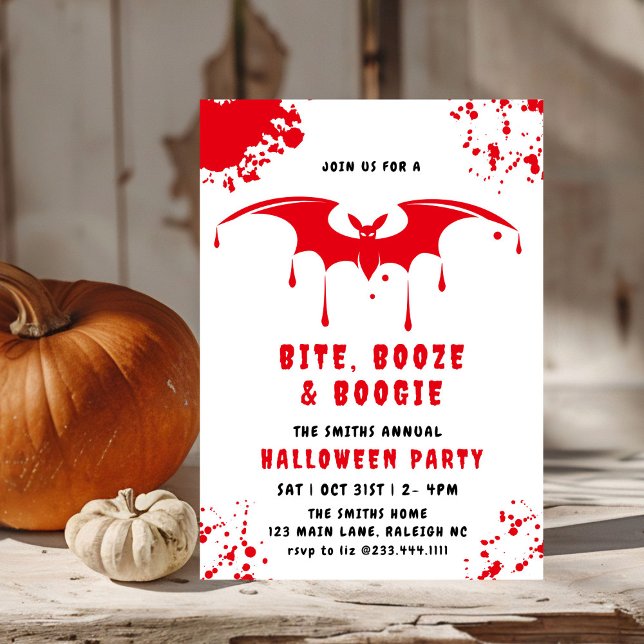 Red Blood Dripping Bats Vampire Halloween party Invitation (Creator Uploaded)