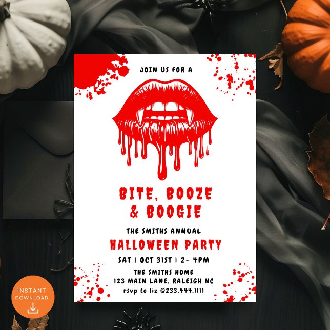 Red Blood Dripping Bats Vampire Halloween party Invitation (Creator Uploaded)