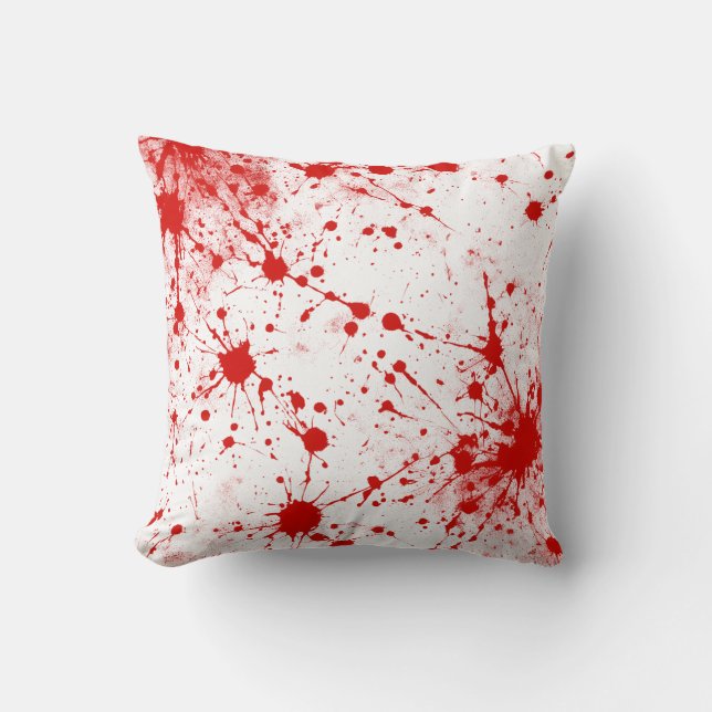 Red Blood Ink Splatter Spots Stains Cushion (Front)