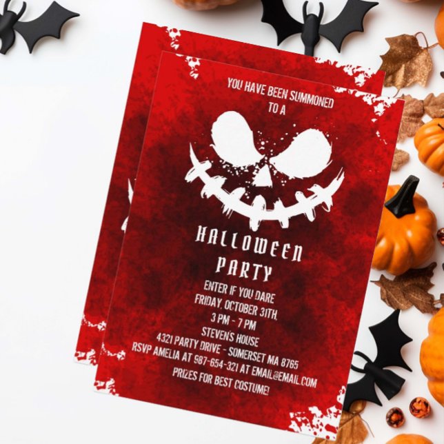 Red blood Scary faces of halloween pumpkin Party Invitation (Creator Uploaded)