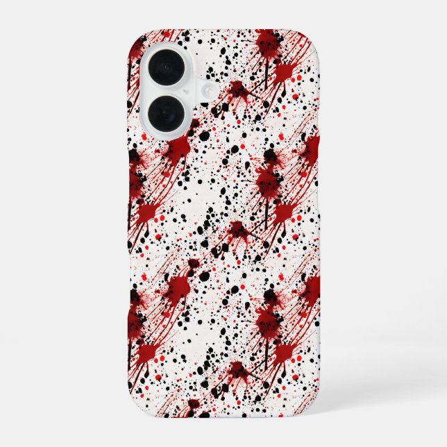 Red Blood Splatter Pattern  iPhone 16 Case (Back)