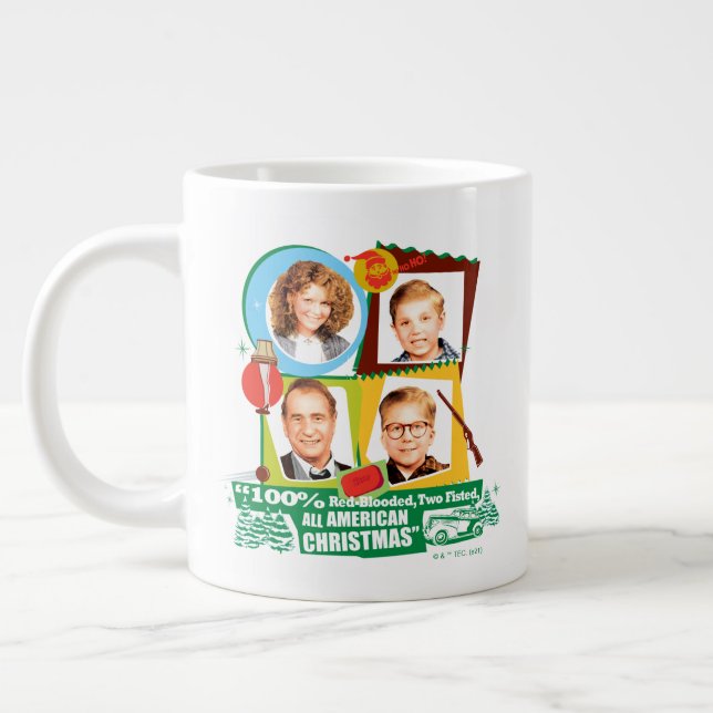 Red-Blooded, Two Fisted, All American Christmas Large Coffee Mug (Left)