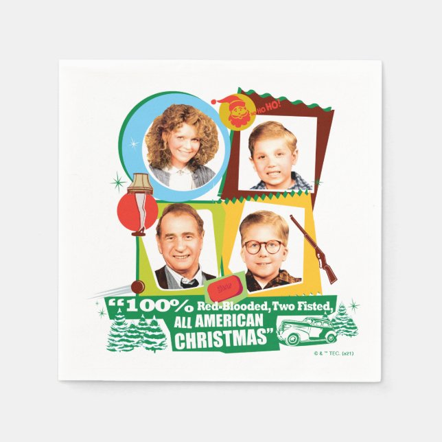 Red-Blooded, Two Fisted, All American Christmas Napkin (Front)