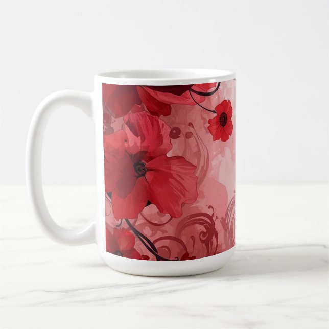 Red Bloom Symphony Coffee Mug (Left)