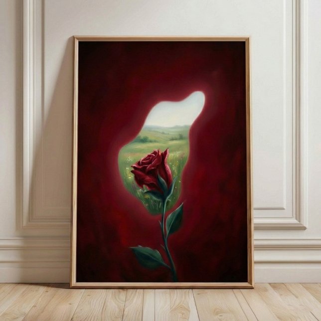 Red Bloom Window – Surreal Floral Wall Art Print (Creator Uploaded)