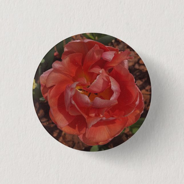 red blossom  3 cm round badge (Front)