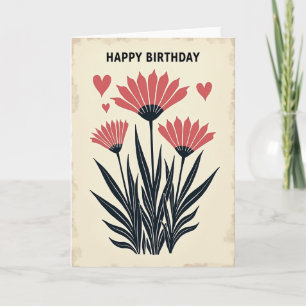 Red Blossom Birthday Card